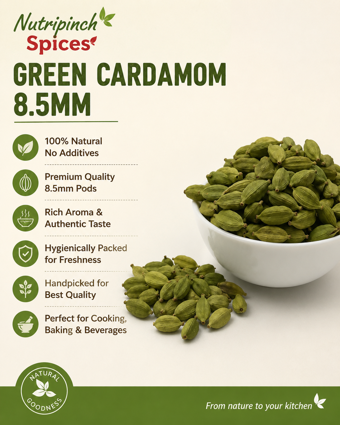 Green Cardamom 8.5 mm
